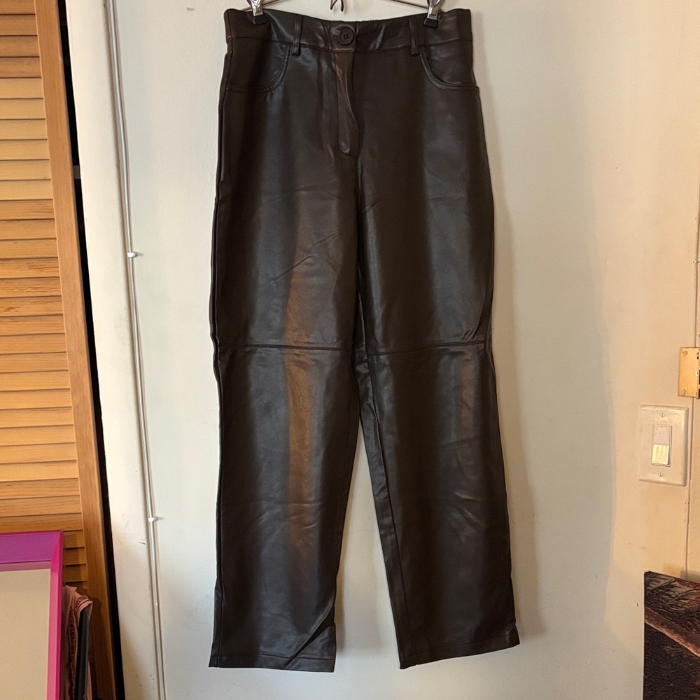 Brown Faux Leather Pants/W 13” L38